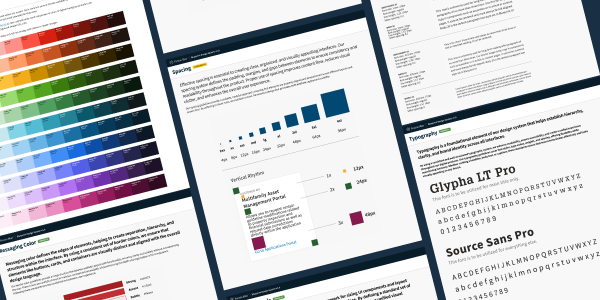 Design System assets including color palettes, spacing guides, typography guidelines, etc